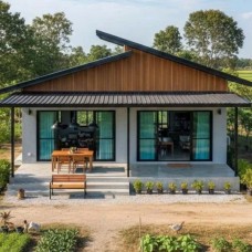 Mẫu nhà lắp ghép mái lệch hiện đại