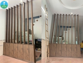 Thi công lam hộp giả gỗ tại Thuận An